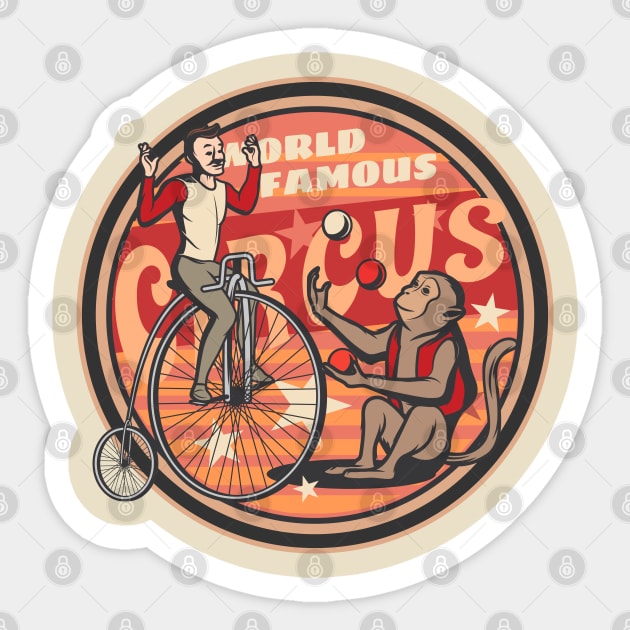 World Famous Circus monkey malabarists ciclist Sticker by SpaceWiz95